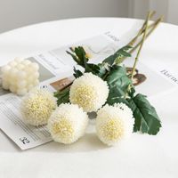 H546 Fleurs artificielles en forme de chrysanthèmes, boules de ping-pong ; pour la décoration de la maison, les mariages, les arrangements floraux