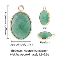 Pendentif en pierre précieuse naturelle facettée en gros, breloques ovales en or serties de pierres, 21x13mm pour la fabrication de bijoux et colliers DIY