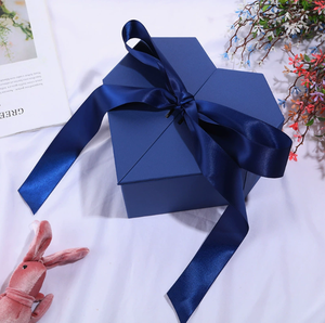 Heart Shape Rigid Gift <b>Boxes</b> with Satin Ribbon in Black <b>Red</b> Pink Blue Paperboard High-End Craft Gift Packaging - Product Image 3