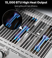 Barbecue à gaz portable pliable moderne en acier inoxydable à 2 brûleurs de 15 000 BTU avec thermomètre pour l'extérieur