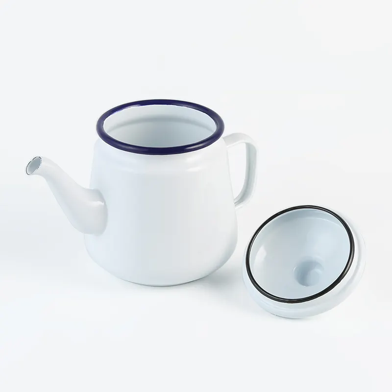 Üstün kalite beyaz çaydanlık 1.5L/2L emaye Mini su ısıtıcısı kapaklı su servis sürahi