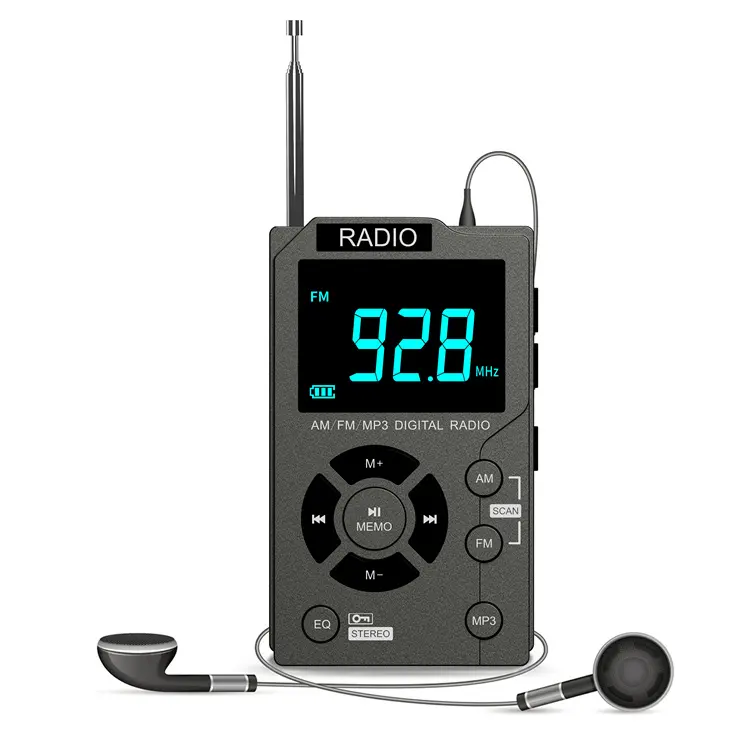 Atacado pequeno receptor portátil rádio digital AM/FM display pequeno transistor retrô MP3 player interno