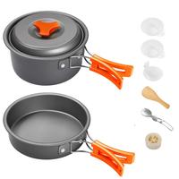 Kit de panelas para acampamento de 1 litro, equipamento de cozinha para acampamento, mochilão e caminhada ao ar livre, equipamento leve com 10 peças