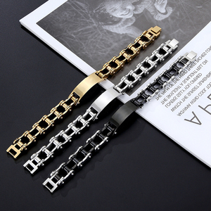 Bracelet chaîne de vélo en acier inoxydable plaqué or PVD de 14 mm pour homme, style hip-hop, personnalisé, chaîne de moto - Product Image 6