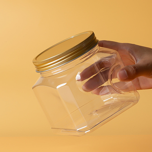 Cấp thực phẩm rõ ràng nhựa Grip <span class=keywords><strong>Jar</strong></span> với vít cảm ứng niêm phong Cap, rỗng vuông Chai PET container cho các loại hạt & ngũ cốc giữ tươi - Product Image 4