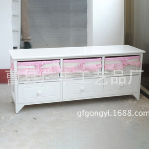 Meuble TV multifonctionnel en bois massif blanc à double niveau avec tiroirs, rangement audiovisuel pour salon - Product Image 1