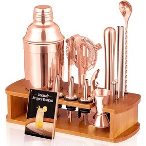 Camol Factory Ensemble <span class=keywords><strong>de</strong></span> 17 shakers à <span class=keywords><strong>cocktail</strong></span> avec logo personnalisé mixologie pour barman Kit <span class=keywords><strong>de</strong></span> barman en acier inoxydable avec support et <span class=keywords><strong>livre</strong></span> - Product Image 6