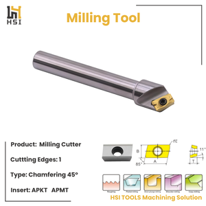 أداة تفريز مستقيمة بزاوية <span class=keywords><strong>45</strong></span> درجة SSKC20-20-130N لشفرات ADMT1603، أداة تفريز CNC ذات ساق مستقيمة لعمل الشقوق على شكل V - Product Image 2