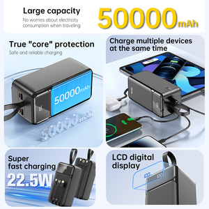 Banco de Energía de Carga Súper Rápida <span class=keywords><strong>Aspor</strong></span> A319 de 22.5W, Gran Capacidad de 50000mAh con Cables Integrados - Product Image 5