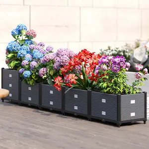 Набор из 2 пластиковых коробок для садового плантатора, Цветочная кровать, садовая кровать для выращивания растений, растительного балкона, домашняя садовая растительная коробка