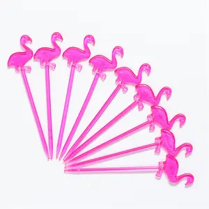 Harmony Hot Sales Lovely Flamingo Bar Drink Juice Sticks Decorative Mixing Rod Plastic Cocktail Picks