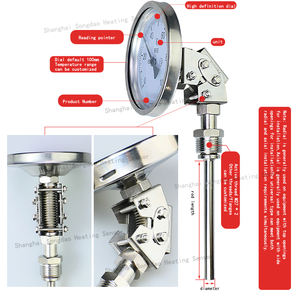 304 Roestvrij Staal Universele Bimetalen Thermometer Aanwijzer Thermometer Industriële Wss481 Temperatuur Meetketel - Product Image 3