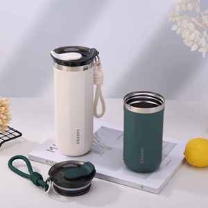 Modern <b>Double</b>-<b>walled</b> Stainless Steel Vacuum Coffee <b>Mug</b>-Office Cup with Leak-Proof Lid and Thermal Insulation - Product Image 5