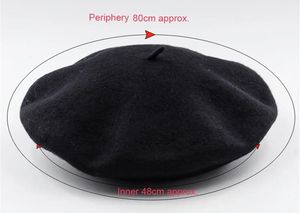 Style français hiver bonnet chapeau rétro béret couleur unie élégante dame automne printemps casquettes femmes laine bérets - Product Image 6