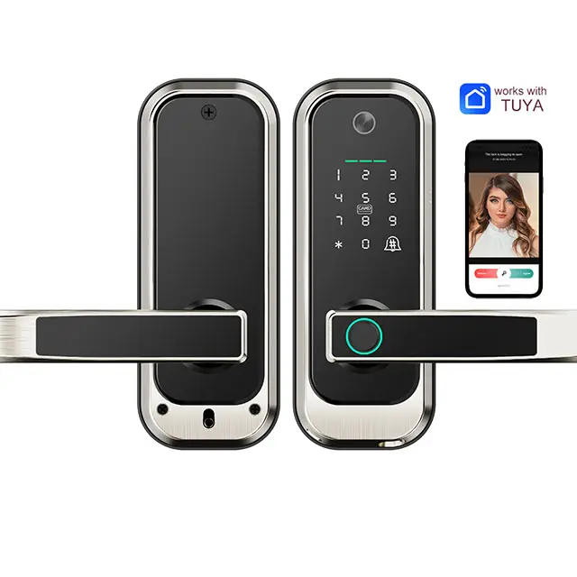 Tuya Wifi इलेक्ट्रॉनिक ताले दरवाजे के लिए Fechadura डिजिटल फ़िंगरप्रिंट पासवर्ड दरवाज़ा लॉक कैमरे के साथ