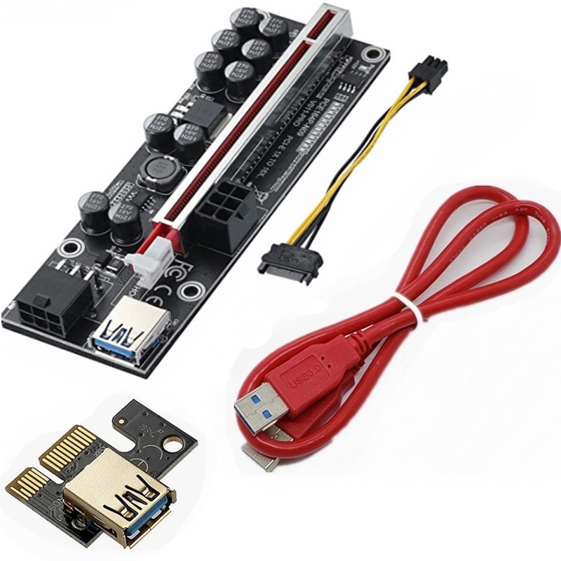 VER009S Plus PCI-E PCI Express 1X~16X 6個 VER 009s 010s 010-X PCI-E Riser Card - Extend GPU Power