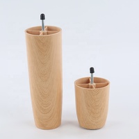 Pieds de meubles en plastique imitation bois, résistants à l'humidité, sans rouille, design conique, avec patins en feutre et boulons de suspension pour canapé, table, chaise