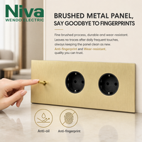 Prise électrique Niva, norme européenne Schuko, interrupteur mural, prises domestiques, panneau en acier inoxydable brossé