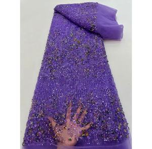 Tela de tul con cuentas blancas francesas, <span class=keywords><strong>vestidos</strong></span> tradicionales nigerianos, <span class=keywords><strong>vestidos</strong></span> de novia de tela de encaje africano Aso Ebi - Product Image 4