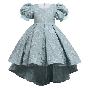 Children's <b>Red</b> Lace Princess Dress O-Neck Puff Sleeve A-Line Flower Girl Evening Gown for Big Kids Piano Performance <b>Costume</b> - Product Image 5