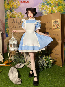 Costume de cosplay <span class=keywords><strong>Alice</strong></span> Princesse, robe bleue, uniforme de demoiselle d'honneur, femme, Halloween, carnaval, fête, cosplay, vêtements <span class=keywords><strong>Alice</strong></span> <span class=keywords><strong>au</strong></span> <span class=keywords><strong>pays</strong></span> <span class=keywords><strong>des</strong></span> <span class=keywords><strong>merveilles</strong></span> - Product Image 1