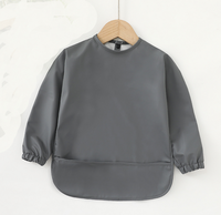Bavoir bébé SZPAN à manches longues, facile à nettoyer, écologique, jetable, en tissu polyester PU imperméable avec bouton-pression pour l'alimentation