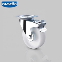 Roulettes industrielles pivotantes CASCOO 125 mm en polypropylène avec frein, capacité de charge 150 kg, finition bleu zingué pour conteneurs roulants et blanchisserie
