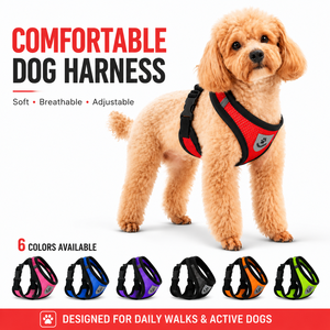 Harnais de poitrine et de dos réfléchissant, réglable et respirant en nylon Oxford pour chiens de petite et moyenne taille avec laisse rétractable - Product Image 1