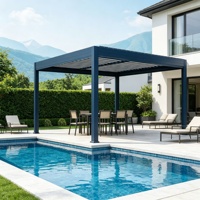 Pergola Bioclimatique Motorisée en Aluminium à Lames Orientables 6063-T5 Résistante à la Neige avec Écran Zip Extérieur et Éclairage LED Latéral pour Jardin et Piscine