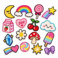 Patchs brodés colorés personnalisés avec un design mignon de lune, nuage, cerise et champignon pour vêtements, sacs, chapeaux et projets d'artisanat AWELLS