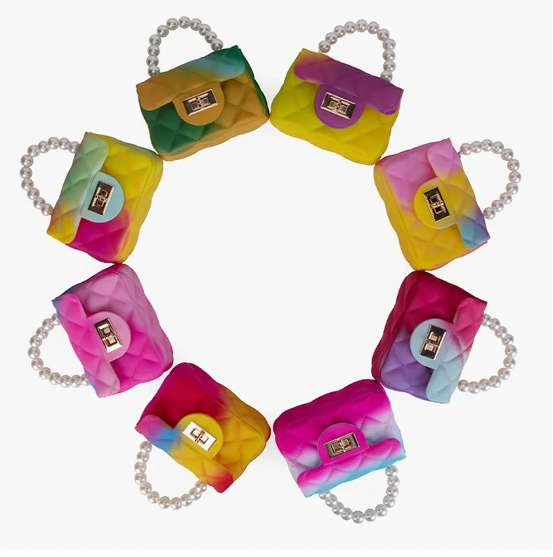 Sac A Main красочный симпатичный комплект для маленьких девочек, летняя одежда ПВХ сумка с цепочками; jelly bean <span class=keywords><strong>кошельки</strong></span>