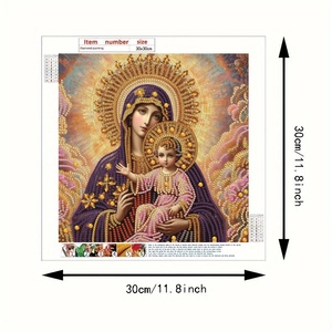 Kit de peinture au diamant 5D à perforation partielle 30x30CM, <span class=keywords><strong>Vierge</strong></span> Marie et bébé Jésus, décoration murale religieuse - Product Image 2