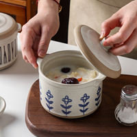 Pot à ragoût en céramique minimaliste, pot à ragoût individuel, pot à œufs à la vapeur, bol à soupe de restaurant, pot à dessert avec couvercle