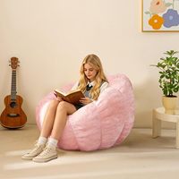 Fauteuil pouf moderne en forme de citrouille en mousse déchiquetée, avec accoudoirs en fausse fourrure, une place, confortable pour dortoir, appartement, chambre