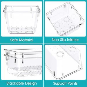 25 PCS Clear <b>Plastic</b> Drawer Organizer Set Desk Organizers and Storage <b>Bins</b> for Makeup Jewelry Gadgets - Product Image 3
