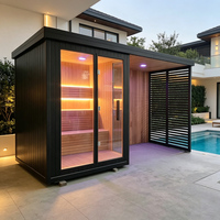 Sauna extérieur moderne à vapeur sèche Triunity SUANA-SD tout-en-un, électrique, infrarouge lointain, pour 2 personnes, en bois de pruche, pour villa