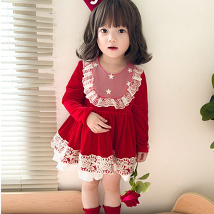 Baby Girl Red Velvet Dresses - New 2025 Styles