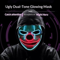 Masques fantômes en PVC bicolores lumineux et imposants pour Halloween, accessoires de fête d'horreur intégrale pour le visage, livraison transfrontalière
