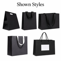 Sac shopping en papier noir personnalisé avec logo imprimé, poignée découpée, emballage de vente au détail pour les magasins de vêtements