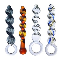 Vielseitige Kristallglas-Dildos Analplugs Weiblicher G-Punkt Klitoris-Stimulator Gewindeter Rotierender Analplug Sexspielzeug für Frauen