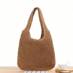 Bolso de Playa de Paja para Mujer, Tejido a Crochet, Hecho a Mano, de Gran Capacidad, para Vacaciones en la Playa, Venta al Por Mayor - Product Image 1