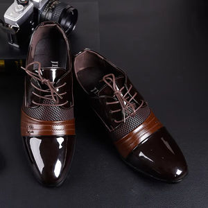 Zapatos Retro de Malla Brillante de Primera Capa, Estilo Casual de Negocios para Otoño, Punta Redonda, Estilo Británico Formal Oxford, Suela Gruesa para Hombre - Product Image 4