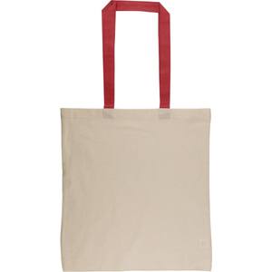 Sac de courses en coton Maris 140 g/m² taille moyenne avec poignée longue et fermeture supérieure, poignées rouges, usage quotidien, fabriqué en Italie - Product Image 1