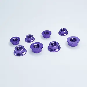 Custom Nut Manufacturer Aluminum Anodized Purple Color Wheel Lock Nut Flanged Hex LockNuts