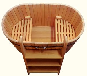 Bañera de madera de inmersión fría para 2 personas, bañera de Spa de primavera ovalada de cedro - Product Image 6