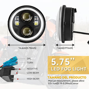 Xtx 5.75 Inch Front LED Motorcycle Headlight for Off-road Vehicles Full Round 4 Beads 60W with Angel Eyes 1 Year Warranty - Product Image 2