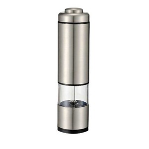 Moulin à poivre électrique en acier inoxydable, moulin à sel et à poivre portable en forme de cylindre avec couvercle en métal pour les voyages et la cuisine - Product Image 1