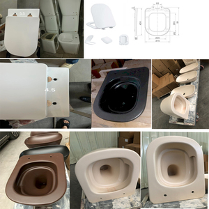 Juego de inodoro de cerámica blanca con sifón en S y sifón en P, inodoro de pie para mujer con base y asiento, y tanque de agua. - Product Image 5