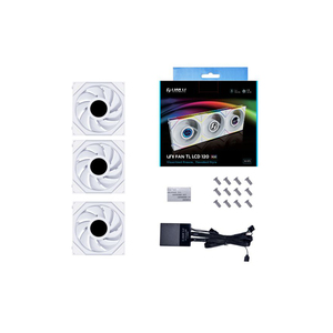 Ventilateur de refroidissement PC <span class=keywords><strong>Lian</strong></span> <span class=keywords><strong>Li</strong></span> UNI FAN TL120 3-en-1 RGB blanc/noir avec nouvelle écran LCD haute performance pour dissipation thermique et éclairage RGB - Product Image 1