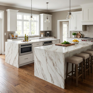 Dalle de pierre artificielle Calacatta Viola Purple imprimée en 3D sur mesure pour comptoir de cuisine de luxe, îlot ou meuble-lavabo - Product Image 6